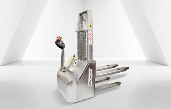 w10 inox electric pallet stacker in stainless steel